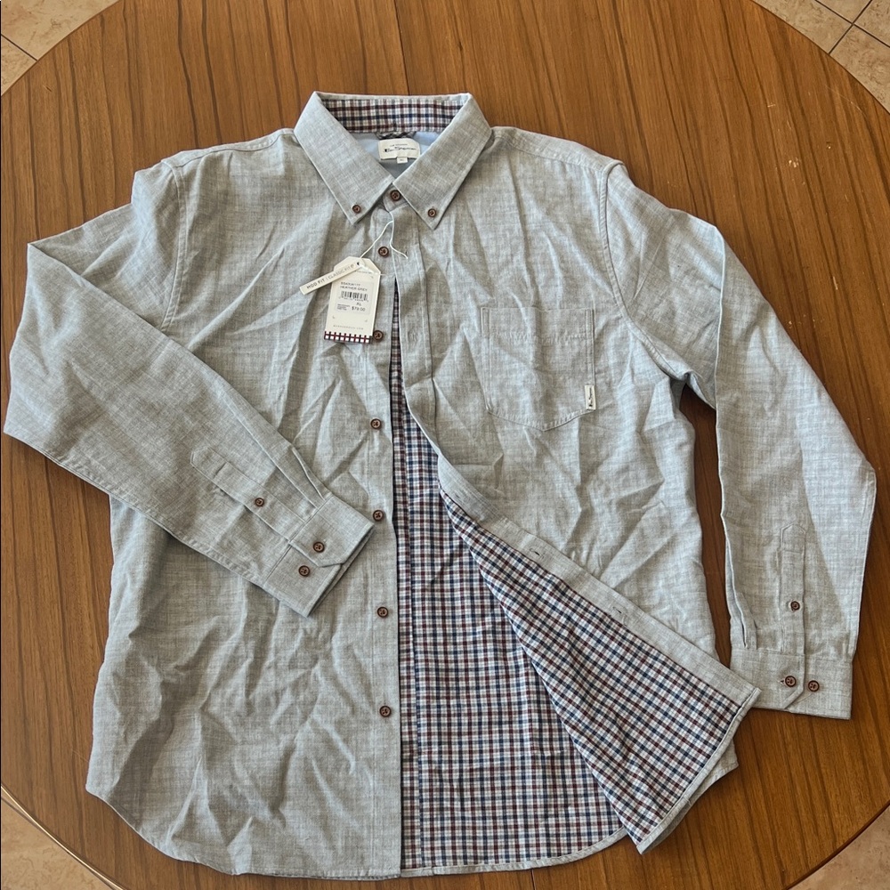 Ben Sherman Light Gray Button Down Shirt Mod fit Classic fit XL
